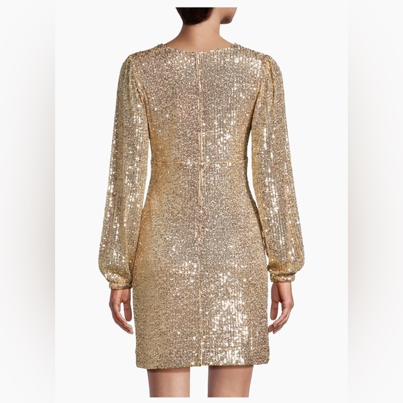 NWT Lilly Pulitzer Reagan Gold Sequin Long-Sleeve Minidress, Sz 10 - Picture 6 of 11